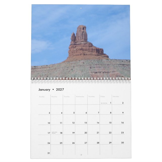 Vale do monumento calendário de 12 meses (Jan 2027)