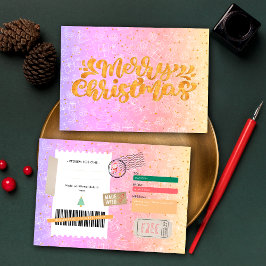 Vale-Presente de Natal com Padrão Roxo Rosa