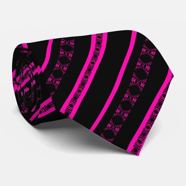 VALENTIN – Gravata preta e fuchsia (Rolled)