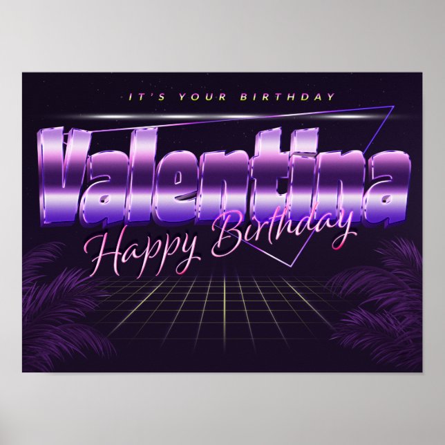 Valentina Nome Vorname retro Poster Geburtstag (Frente)