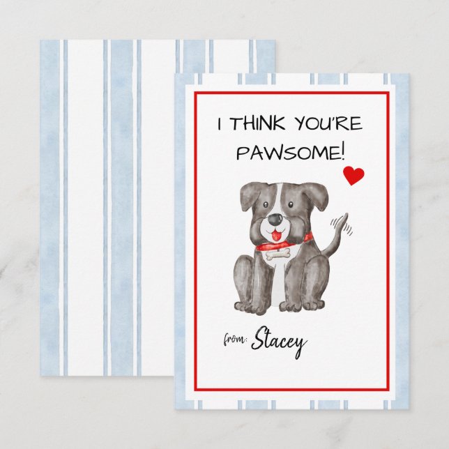 Valentine de sala de aula "Acho que você é Paw-som (Frente/Verso)
