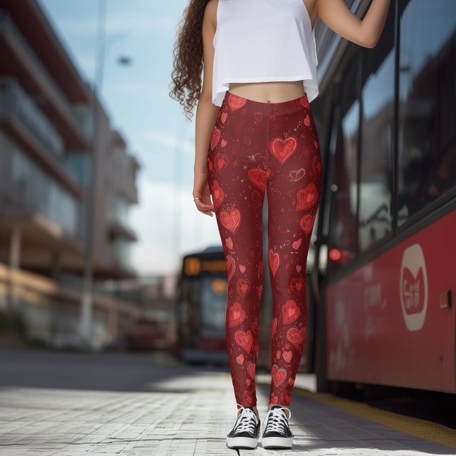 Valentine Heart Doodle Leggings (Criador carregado)