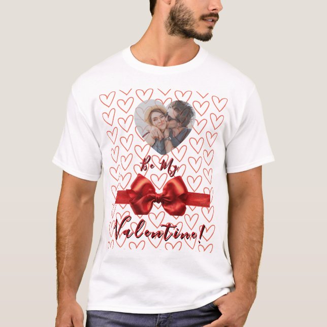 Valentines Red & Pink Customizable Photo T-Shirt (Frente)