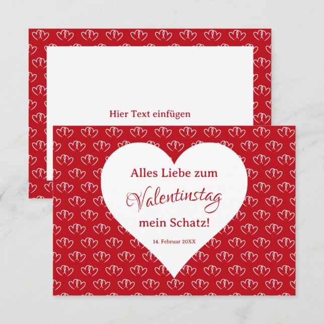 Valentinskarte: Zwei verbundene Herzen -  (Frente/Verso)