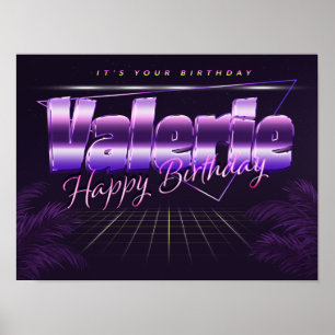 Valerie Name Vorname lila retro Poster Geburtstag