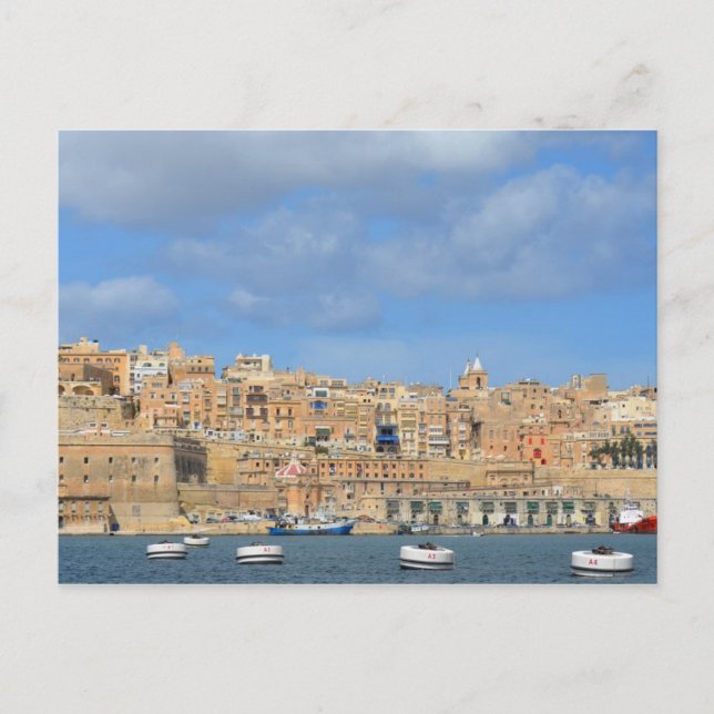 Valletta Harbour, cartão postal de Malta (Frente)