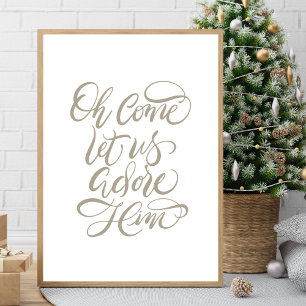 Vamos Adorá-Lo Poster de Caligrafia de Pincel