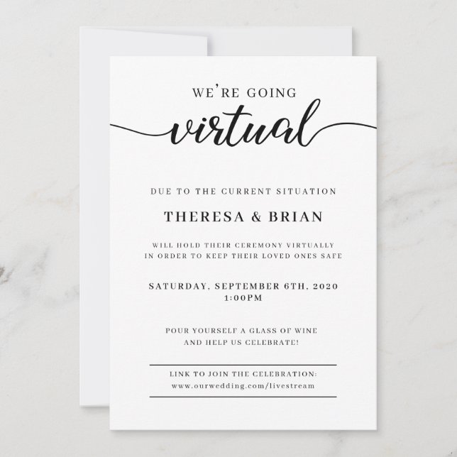 Vamos ao Convite de Casamento de Quarentena Virtua (Frente)