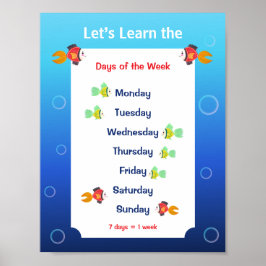Vamos Aprender os Dias da Semana Poster para Crian