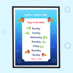 Vamos Aprender os Dias da Semana Poster para Crian
