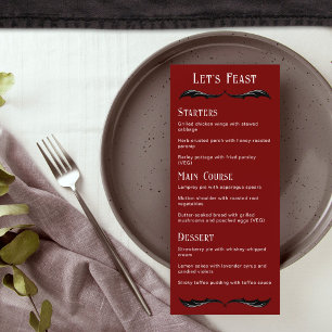 Vamos Banquete Vermelho Dragão Negro Fantasia Menu
