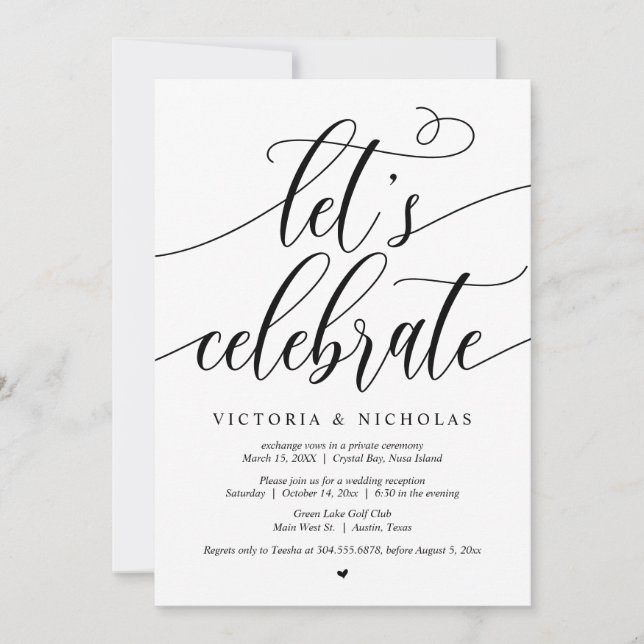Vamos Celebrar Convite de Casamento Furtivo (Frente)
