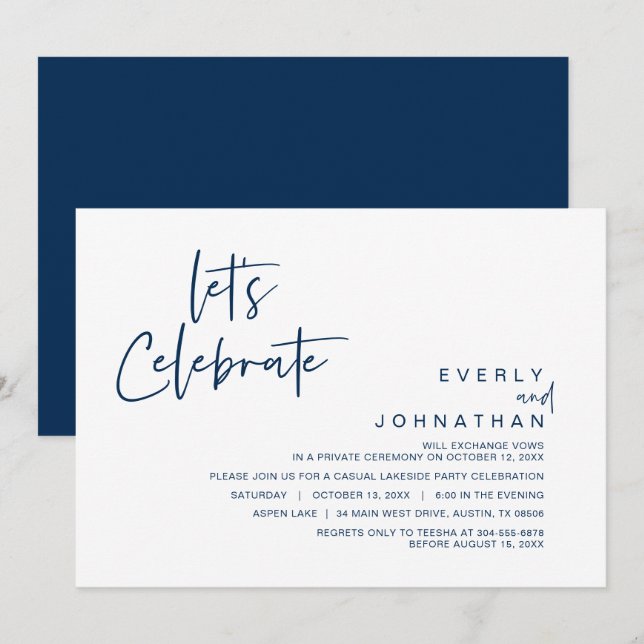 Vamos Celebrar, Convite de Casamento Intimo (Frente/Verso)