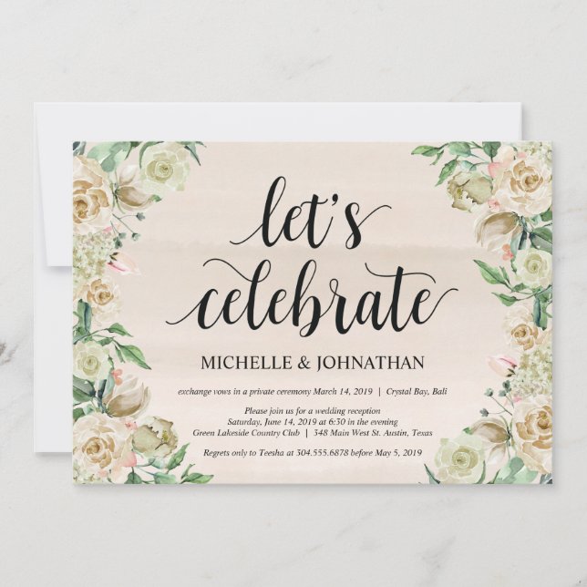 Vamos celebrar, Convite de Recepção de Casamento à (Frente)