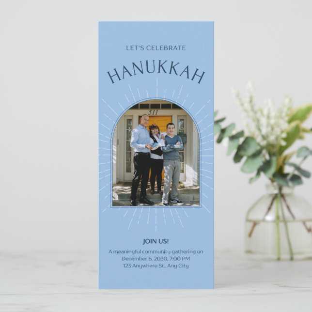 Vamos Celebrar o Cartão de Hanukkah (Em pé/Frente)