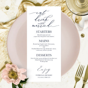 Vamos Comer Cartão de Menu de Casamento Chic Scrip