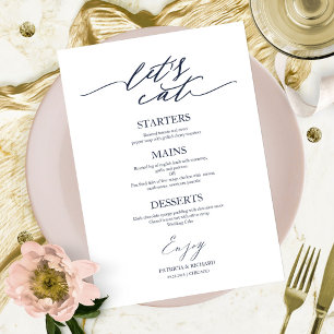 Vamos Comer Cartão de Menu de Casamento Chic Scrip