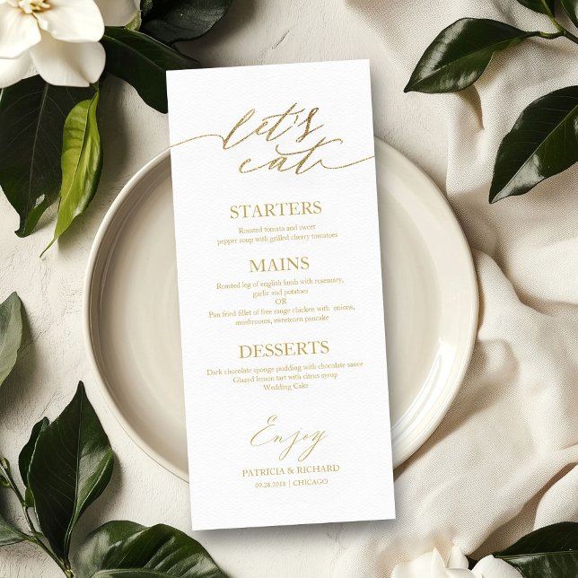 Vamos Comer Cartão de Menu de Casamento Chic Scrip (Criador carregado)