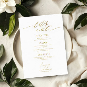 Vamos Comer Cartão de Menu de Casamento Chic Scrip