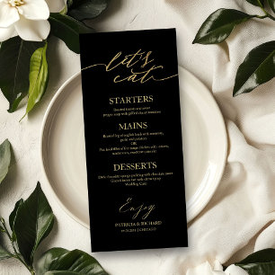 Vamos Comer Cartão de Menu de Casamento Chic Scrip