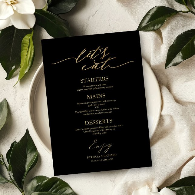 Vamos Comer Cartão de Menu de Casamento Chic Scrip (Criador carregado)