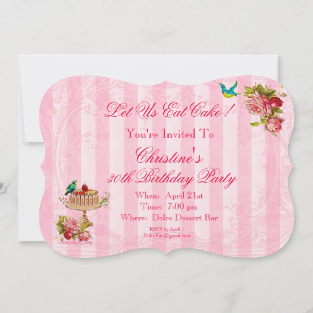 Vamos Comer Convites de festas De Bolo (Verso)