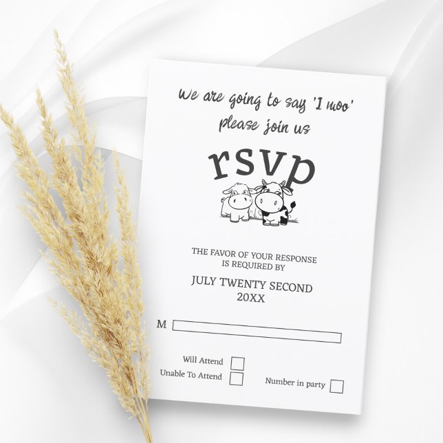 Vamos Dizer que eu mu RSVP Casamento (We Are Going to Say I Moo RSVP Wedding  announcements from Ricaso 
Cute whimsical cow couple cards)
