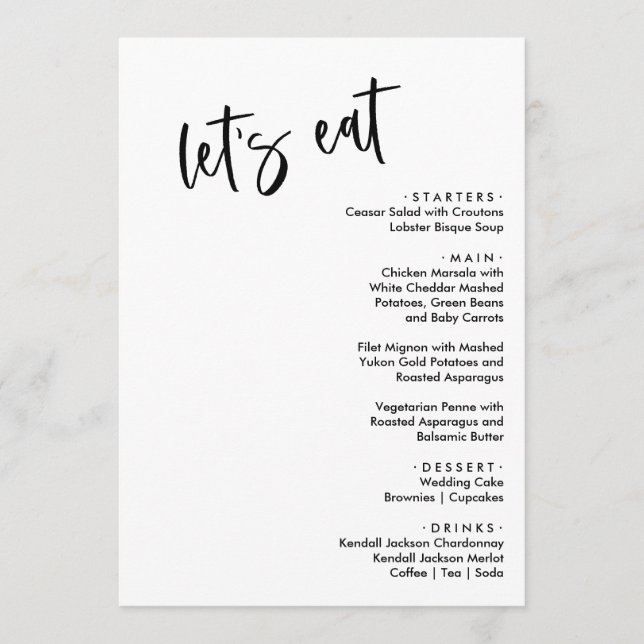 Vamos Eat Wedding Menus (Frente)