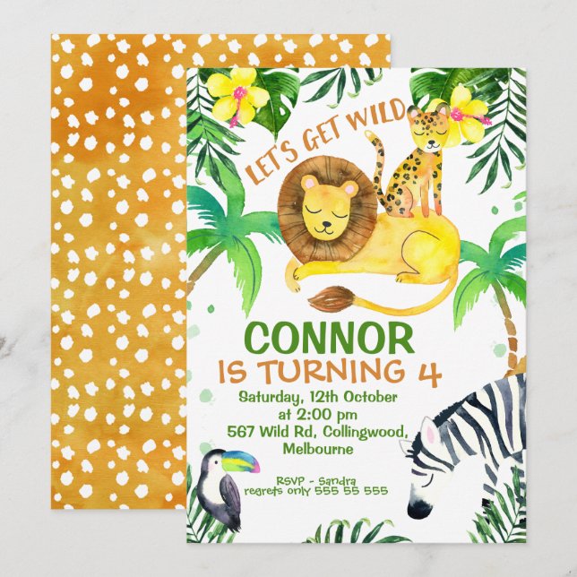 Vamos Fazer Um Convite De Aniversário Selvagem (Frente/Verso)