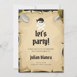 Vamos Fazer uma Festa Convite de Aniversário Pirat