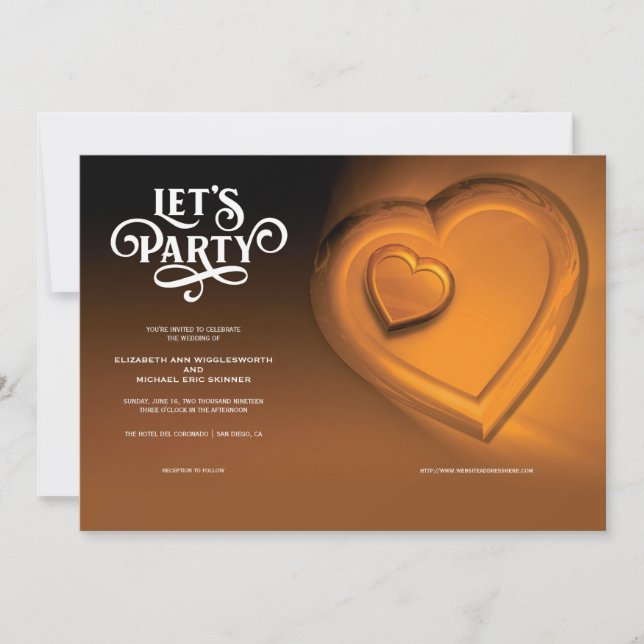 Vamos Festejar, Dois Corações Convite de Casamento (Frente)