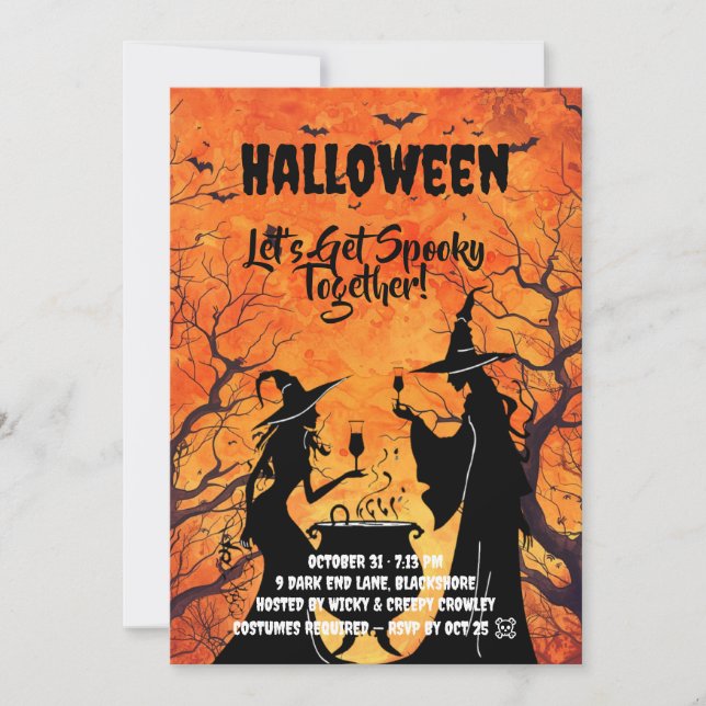 Vamos Ficar Assustadores – Convite de Halloween La (Frente)