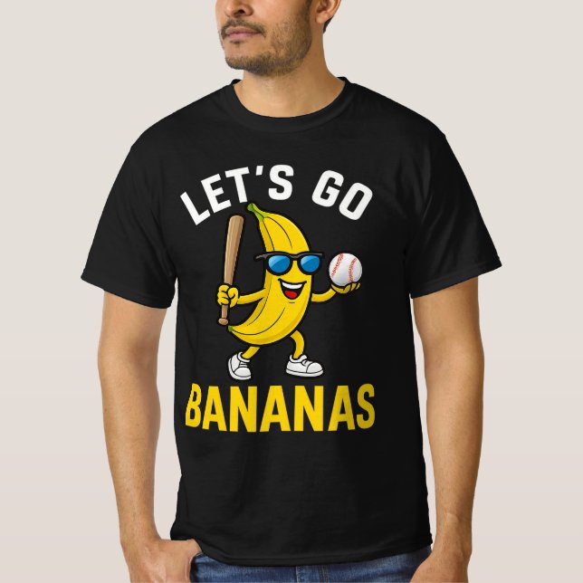 Vamos Ficar Loucos Camiseta Divertida de Banana (Frente)