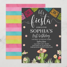 Vamos Fiesta Birthday - Convite Preto