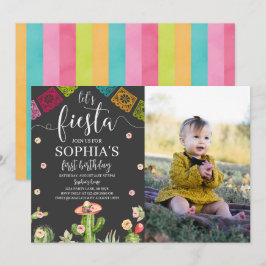 Vamos Fiesta Birthday Foto Convite Preto