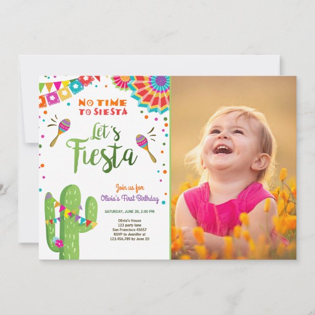 Vamos Fiesta convite para Birthday Cactus Mexicano (Frente)