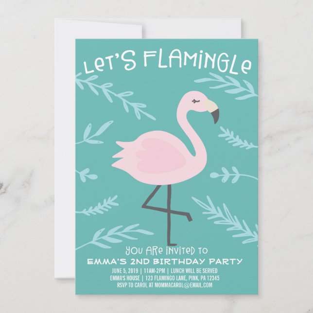 Vamos Flamingle Cute Flamingo Pastel Convite (Frente)