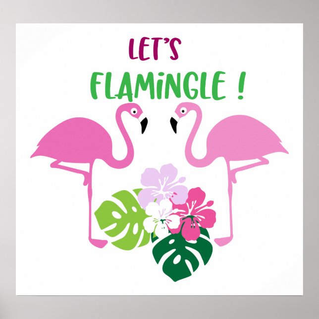 Vamos flamingo poster de praia bonito (Frente)