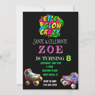 Vamos Glow Crazy , Convite de Aniversário Neon