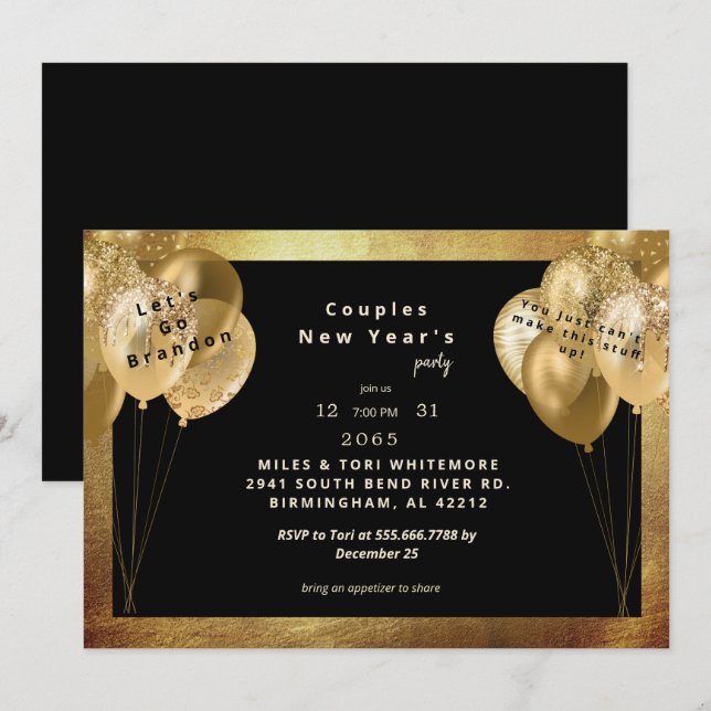 Vamos Go Brandon Engraçado Convite de festas de An (Frente/Verso)