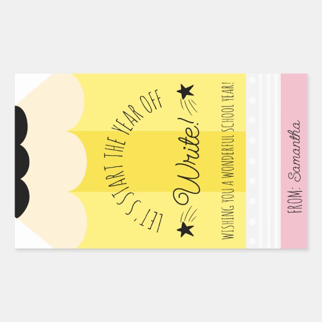 Vamos Lápis Iniciar O Ano De Escrita Do Adesivo De (Frente)