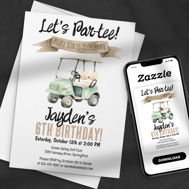 Vamos Par-tee! Convite de aniversário de Golf (Criador carregado)