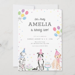 Vamos Pawty Pastel Puppy Dog Convite Aniversário