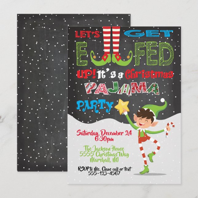 Vamos Recebe Enfeite o Convite Elf do Partido do N (Frente/Verso)