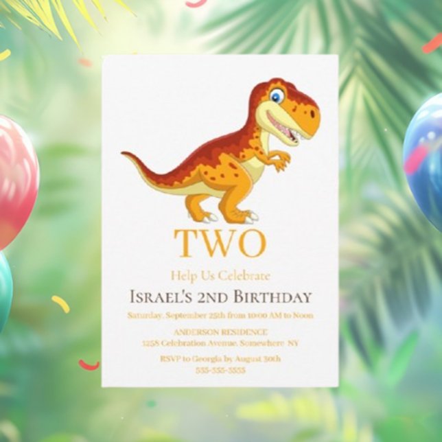 Vamos Rugir em um Convite de Aniversário Dino-Mági (Join the GOLD DINOSAUR PARTY for a joyous celebration filled with fun, creativity, and friendship)