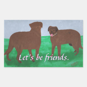 Vamos ser amigo, dois adesivos para cães castanhos