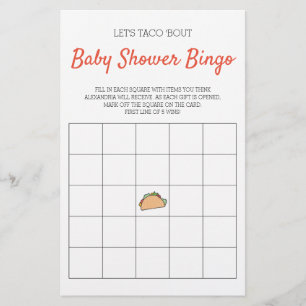 Vamos Taco Bout Chá de fraldas Bingo Game
