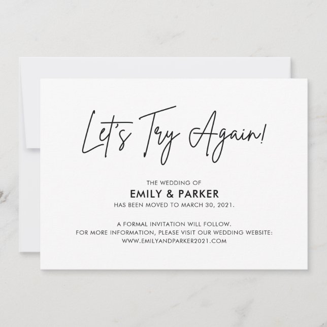 Vamos Tentar Novamente Anúncio de Adiamento de Cas (Frente)