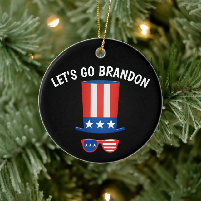 VAMOS VÁ BRANDON! ORNAMENTO PATRIÓTICO DE NATAL (Árvore)