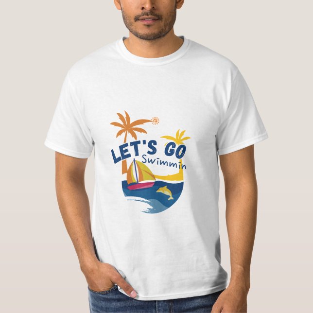 Vamos Vai Nadar - Diversão de Camisa de Praia (Frente)